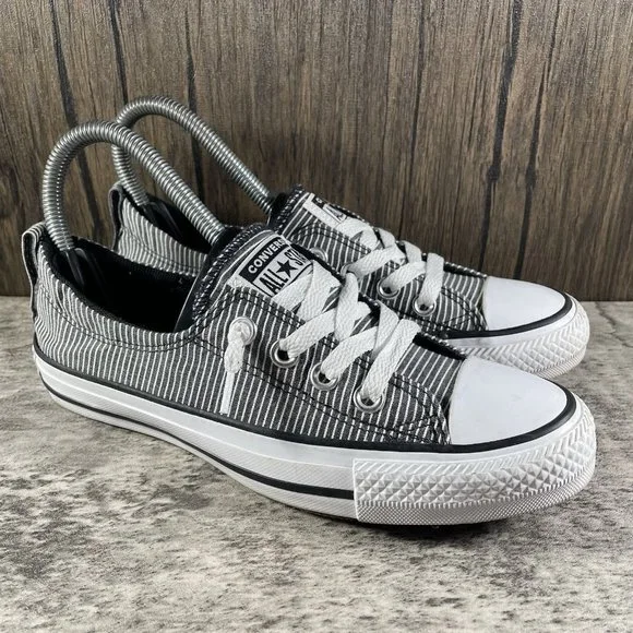 Converse Black and White Striped Sneakers - Picture 1 of 9